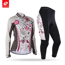 NUCKILY весна/осень женский велосипедный длинный костюм цветок Сублимация Полная длина молния Велоспорт Джерси и мягкий плотный CJ127CK127