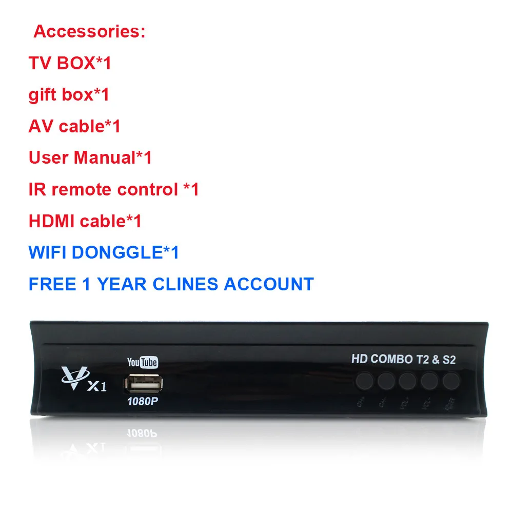 Vmade цифровой наземный спутниковый ресивер ТВ Dvb Combo T2+ S2 Dvb-t2 Dvb-s2 tv Box IP tv Youtube H.264 поддержка AC3 MPEG-2/4