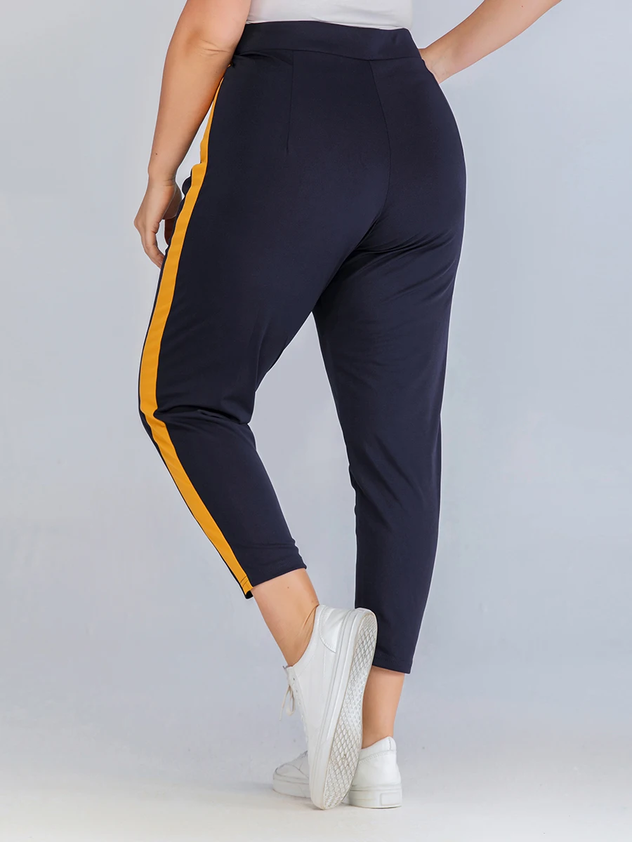 L-4XL женские брюки большого размера повседневные летние новые узкие брюки длиной до щиколотки на молнии женский спортивный костюм больших размеров шаровары