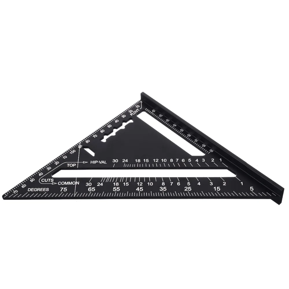 7inch Metric System Measuring Ruler Aluminum Alloy Speed Square Roofing Triangle Ruler for Woodworking Measuring Tools