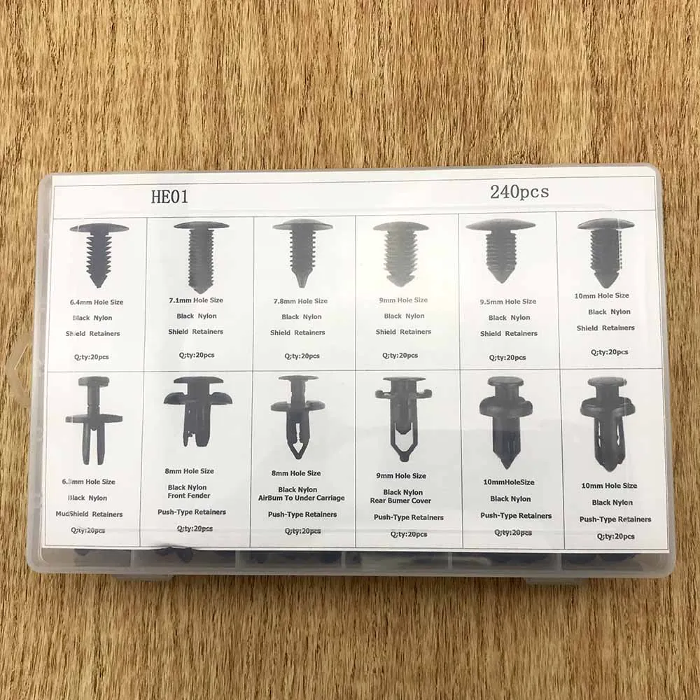 240pc Car Bumper Fender Trim Rivets Nylon Buckle Fastener Clips For BMW BENZ VW