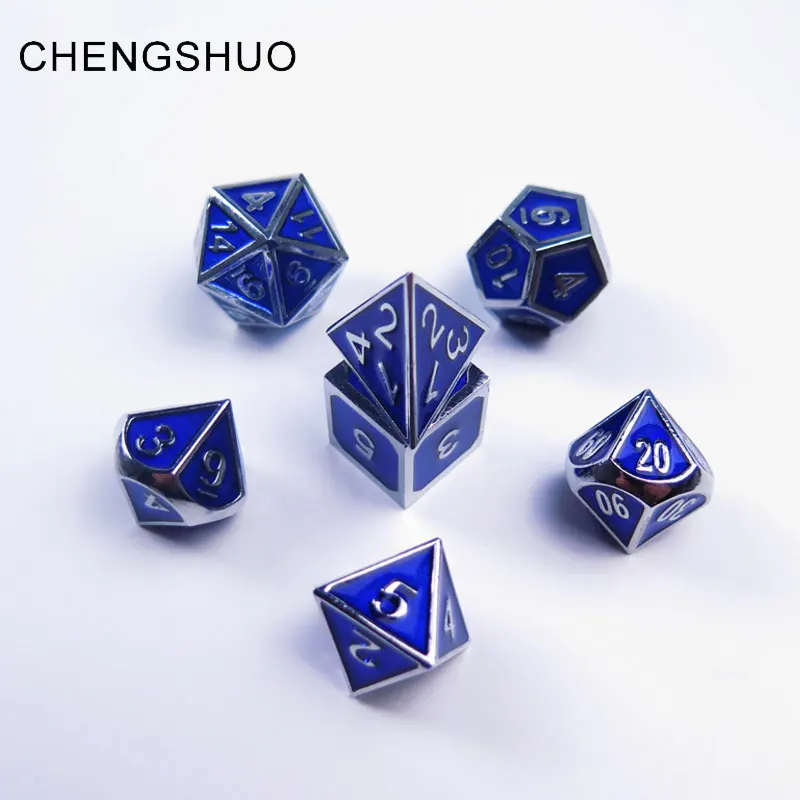Chengshuo metal aluminium dice set rpg dungeons and dragons dnd polyhedral digital 7pcs sets d20 10 6 8 4 transparent blue game Chengshuo metal aluminium dice set rpg dungeons and dragons dnd polyhedral digital 7pcs sets d20 10 6 8 4 transparent blue game