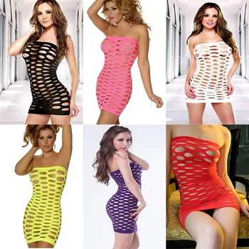 

2017 Foreign trade sexy lingerie big hole large mesh nightgown