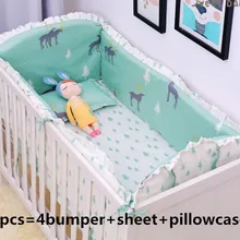 Промо-акция! 6 шт. детская кроватка лося комплект детский бампер унисекс(4 бампера+ простыня+ наволочка