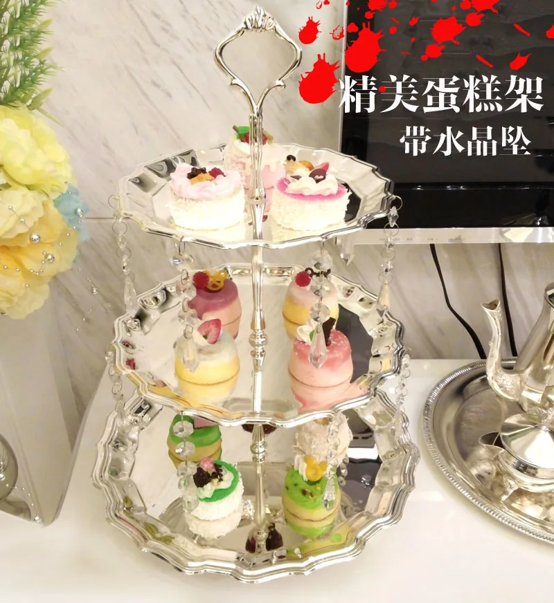

European Three Layers Cake Disc Crystal Pendant Party A Snack Frame Dessert Fruits Dish Wedding Articles 3120