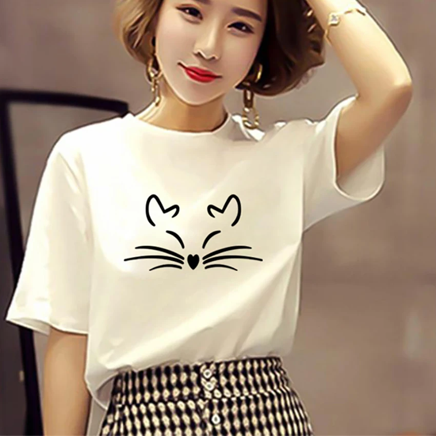 Женская забавная футболка в Корейском стиле Camiseta Mujer летняя винтажная