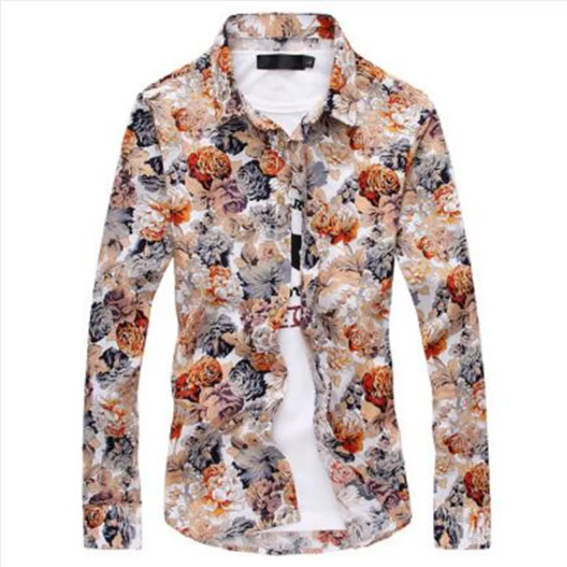 2019 جديد أزياء الرجال الأزهار قميص عالية الجودة النقي قميص قطني بكم طويل قميص سليم صالح اللباس قميص حجم الآسيوية M-4XL