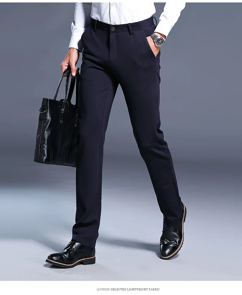 N& B/брюки для мужчин Slim Fit для мужчин s черное платье брюки формальные Бизнес Брюки Мужской полный длина брюки классический костюм брюки SR39