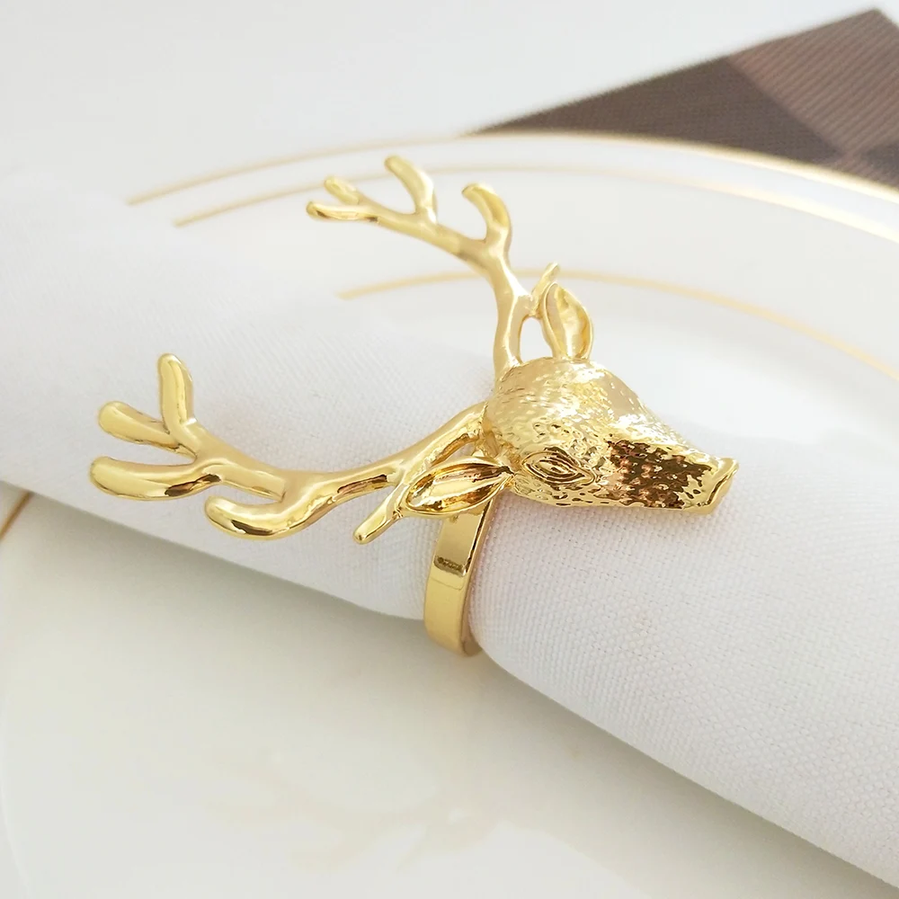 

10PCS Metal Deer Head Napkin Christmas Napkin Ring Christmas Supplies