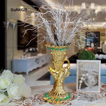 

wedding gift peacock flower vase European coffee table decor crafts vintage ceramic vase desktop Home Furnishing living room
