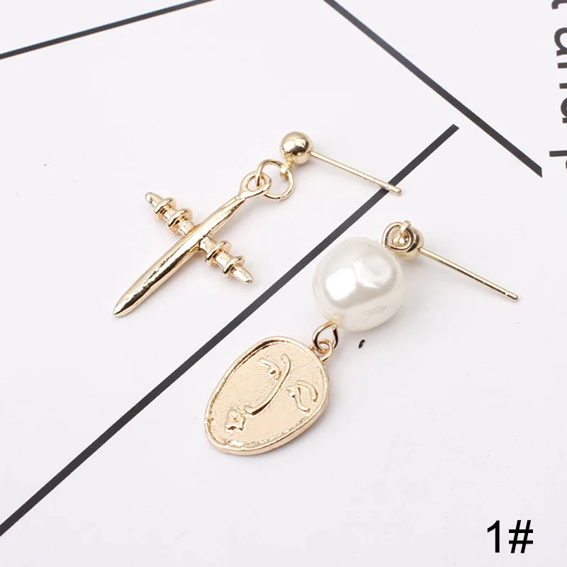 Корея из метала золотого цвета геометрические серьги необычного дизайна виде незаполненного круга из натурального пресновдного жемчуга Длинные Висячие серьги для Для женщин Подарки для девочек - Окраска металла: I
