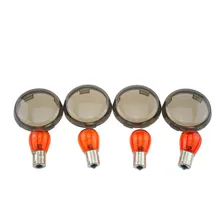 4 X Turn Signals Light Smoke Lens Cover With Light Bulb For 1986 15 Harley Touring