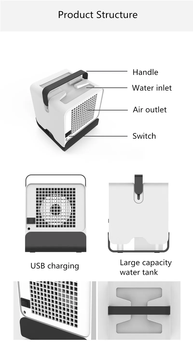 Портативный мини USB кондиционер увлажняюший очиститель света Настольный вентилятор охладитель воздуха вентилятор для офиса дома