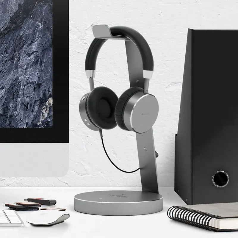 Hagibis USB 3 0 Earphone Hanger Headset Headphone Stand Holder With 4 Ports of 3 0 Usb Hub Display for Headphones Cable Storage