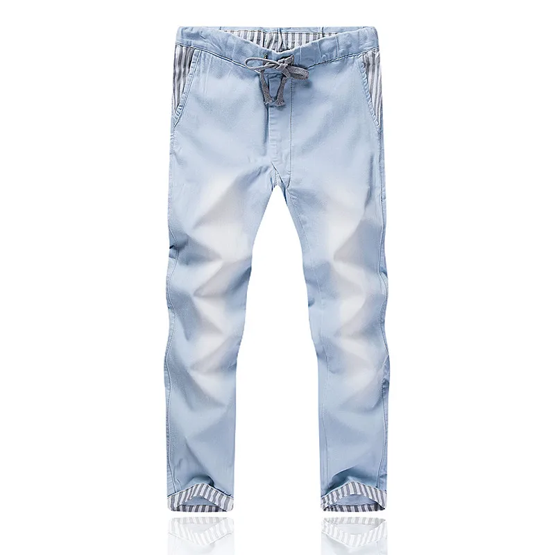 

Jeans Men's Fashion Casual Vintage Elastic Wash Disstressed Elastic Waist Denim Slim Trousers Jeans Men Clothing