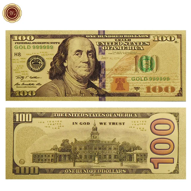 Wr American Decorative Gold Banknote New Usd 100 Home Wr American Decorative Gold Banknote New Usd 100 Home Fake Paper Money Collectible Plated