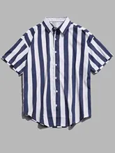 ZAFUL Men'S High Street Casual Shirts Male Vertical Contrast Striped Streetwear Shirt Tops Summer Short Sleeves Men Shirts M-4XL contrast vertical striped shirt