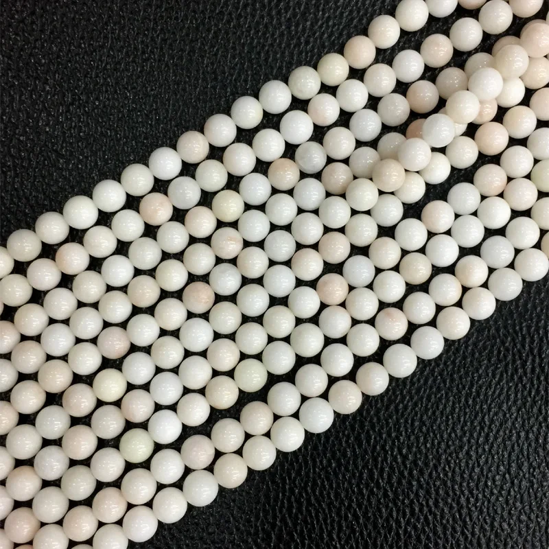 8mm White Round Jade Loose Beads 15/"