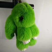  Cute Pluff Bunny Keychain Rex Genuine Rabbit Fur Key Chains For Women Bag Toys Doll Fluffy Pom Pom Lovely Pompom Keyring 14CM 