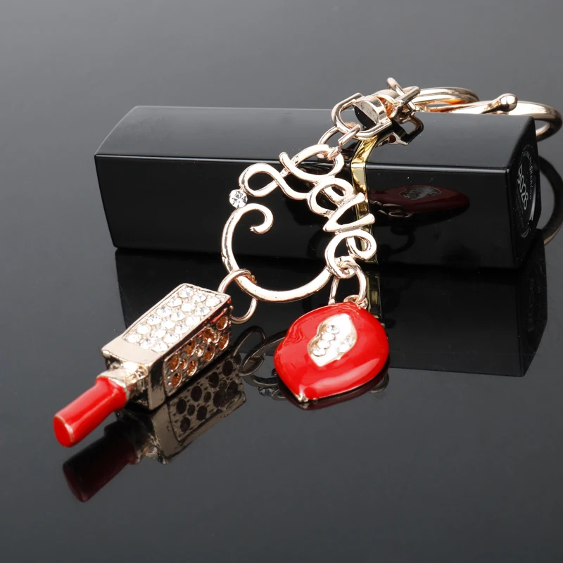 Dongsheng lipstick key holder rhinestone keyring keyfob red mouth Dongsheng lipstick key holder rhinestone keyring keyfob red mouth