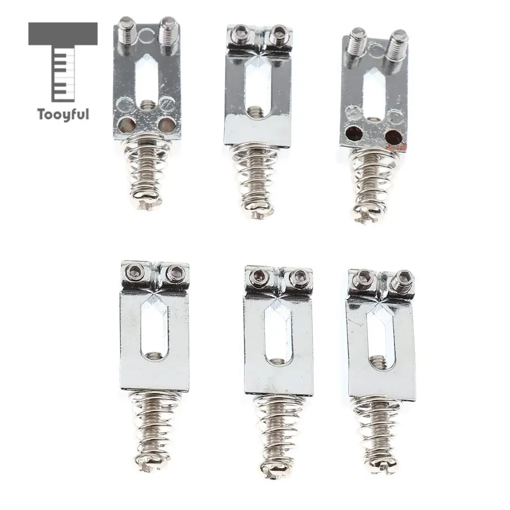 Tooyful 6Pcs Zinc Alloy Material Guitar Roller Bridge Saddles Nut Silver Strat Tremolo Trem Bridge for Acoustic Guitar