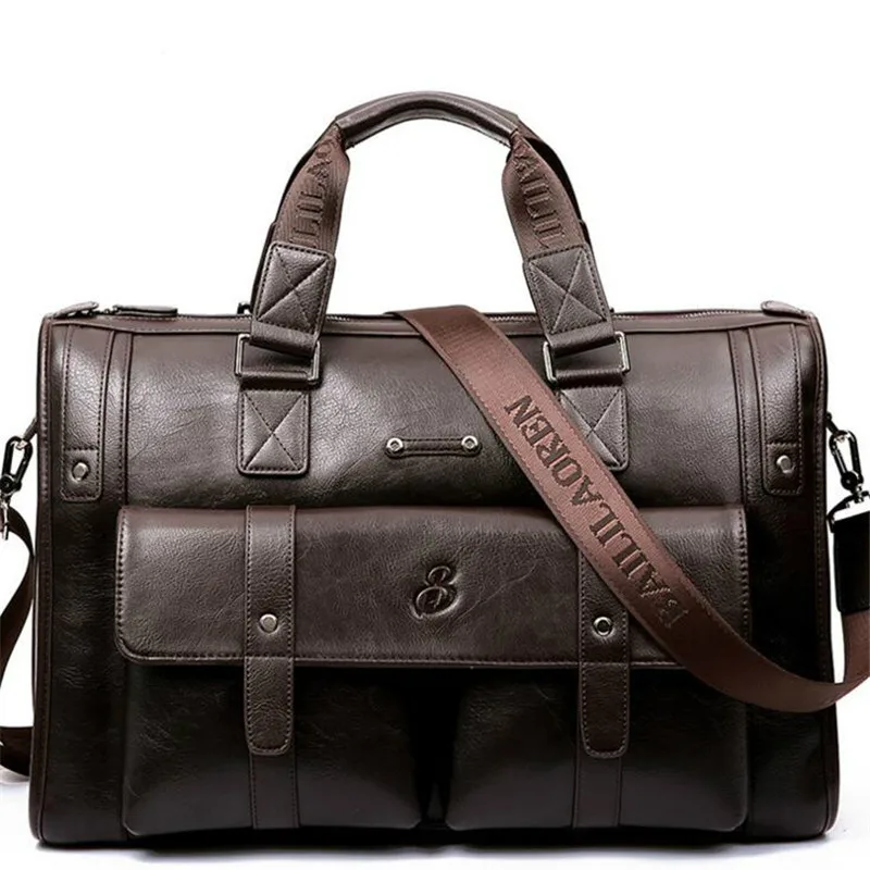 

Multifuncional Business Briefcase Leather Man 14-15" Laptop Handbags Large-Capacity Travel Men's Messenger Crossbody Bag