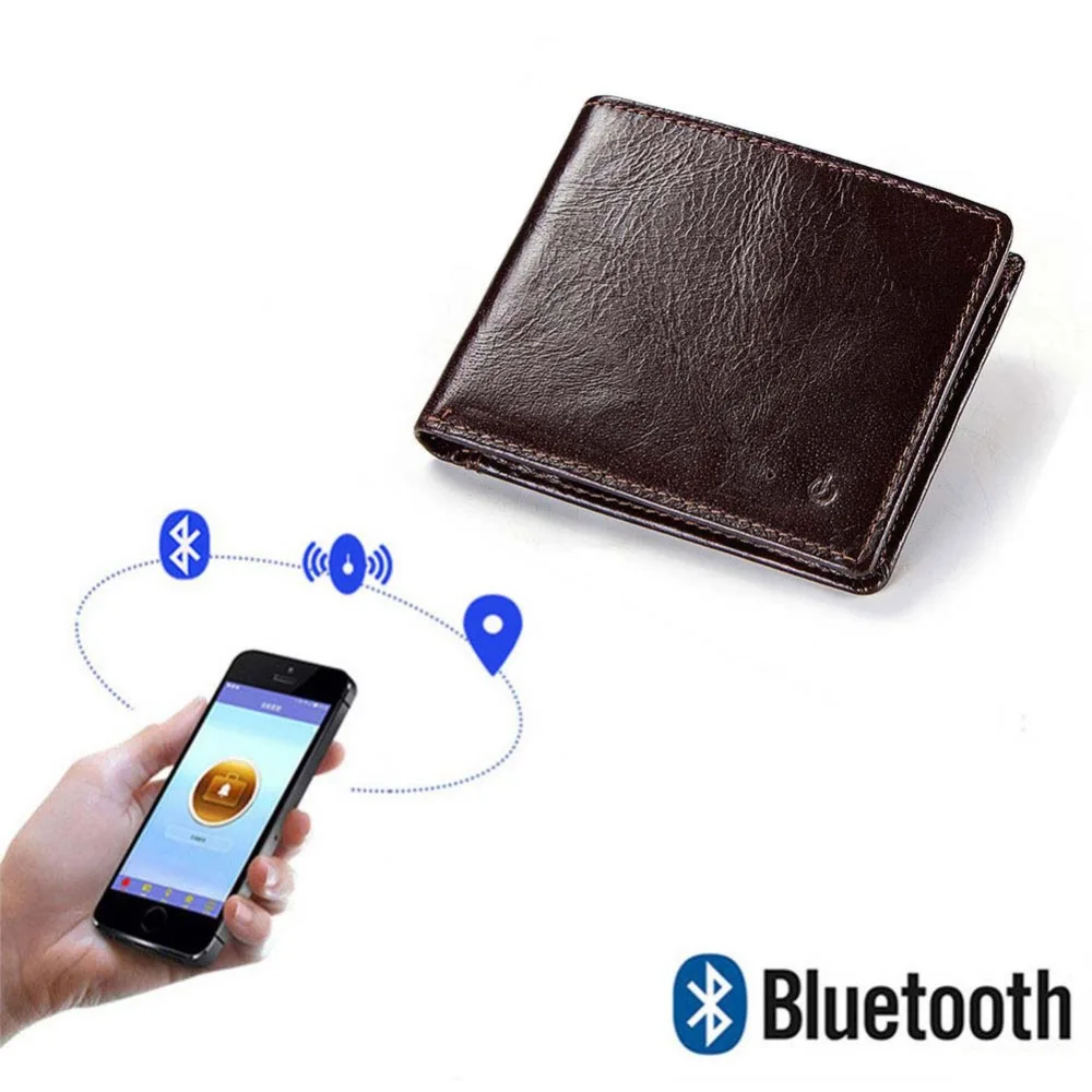 

YICHENG Genuine Leather Smart Wallet RFID Men High Quality Anti Lost Intelligent Bluetooth Purse Male Card Holders Fashion Small