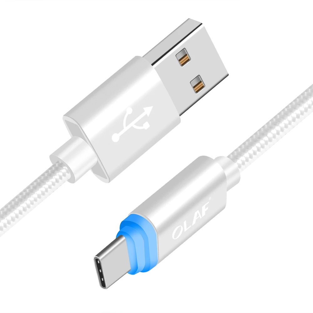 OLAF Micro USB кабель светодиодный светильник Быстрая зарядка usb type C кабель для samsung huawei Xiaomi Android для iphone кабели для мобильных телефонов