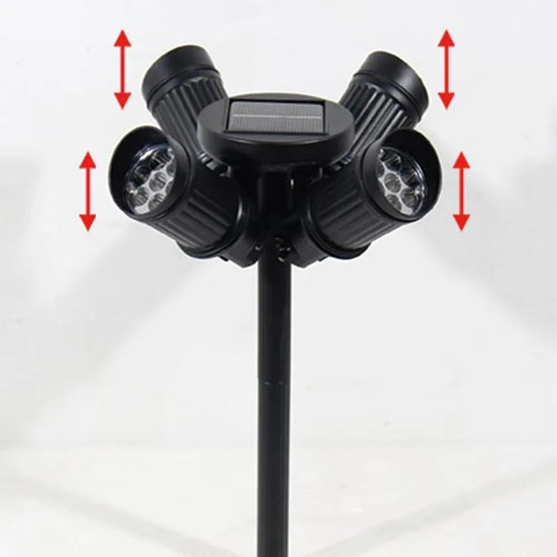 

28 led Luz LED Solar Powered Lawn Inserted Light Four-headed Spotlight Waterproof Outdoor Garden Lamp Super Bright Headlight