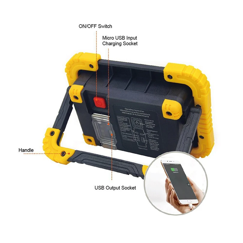 Online 20W Portable COB LED Camping Lantern Rechargeable Work Lamp Light Floodlight Flashlight Outdoor Tent Lamp Spotlight Searchlight