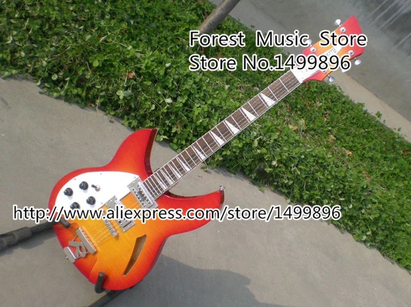 

High-quality China Rick Electric Guitar Cherry Sunburst Left Handed Guitarra Semi Hollow Guitar Body & Kits Custom Available