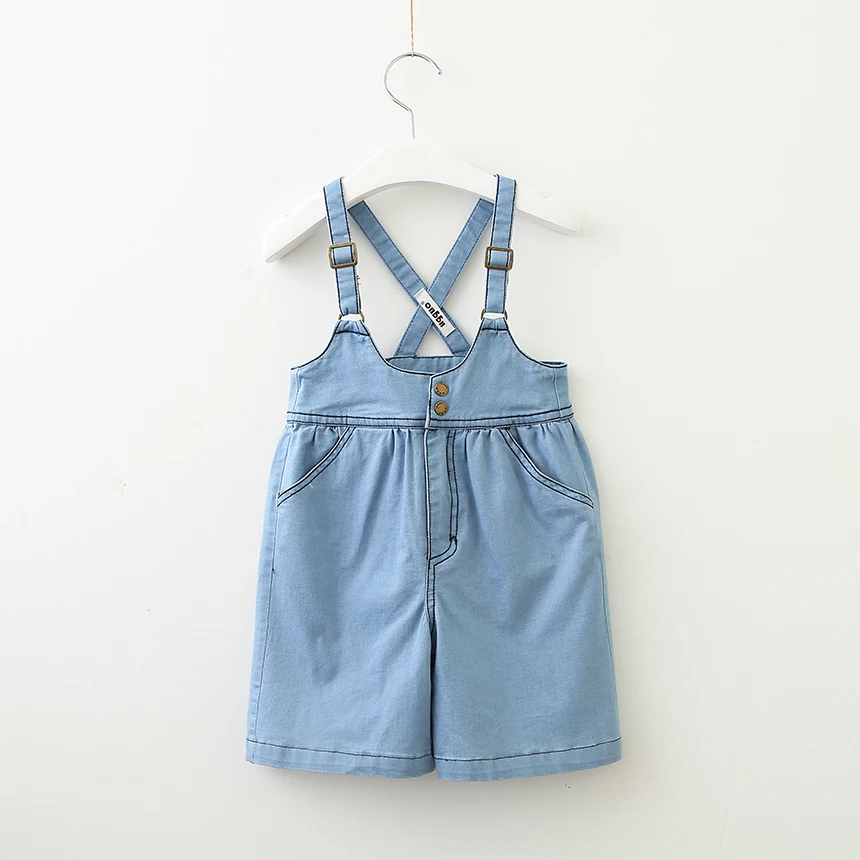 Toddler Girl Denim Suspender Shorts Girl Casual Bermuda Shorts Kids