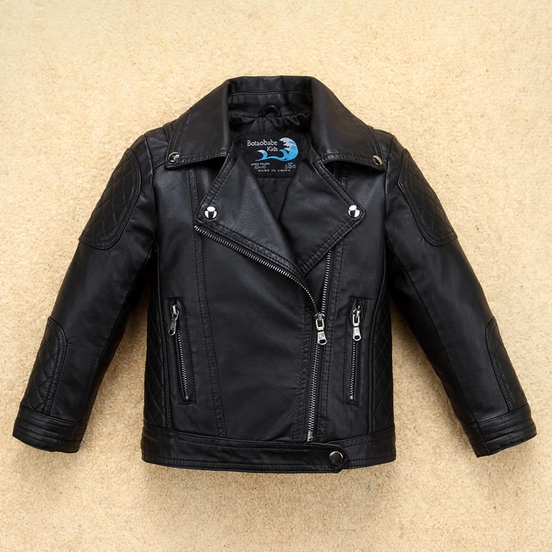 

New Water proof soft Material Girls Leather Jackets for Autumn Spring Kids Motor Coat Bomber Children Clothing baby boy jacket