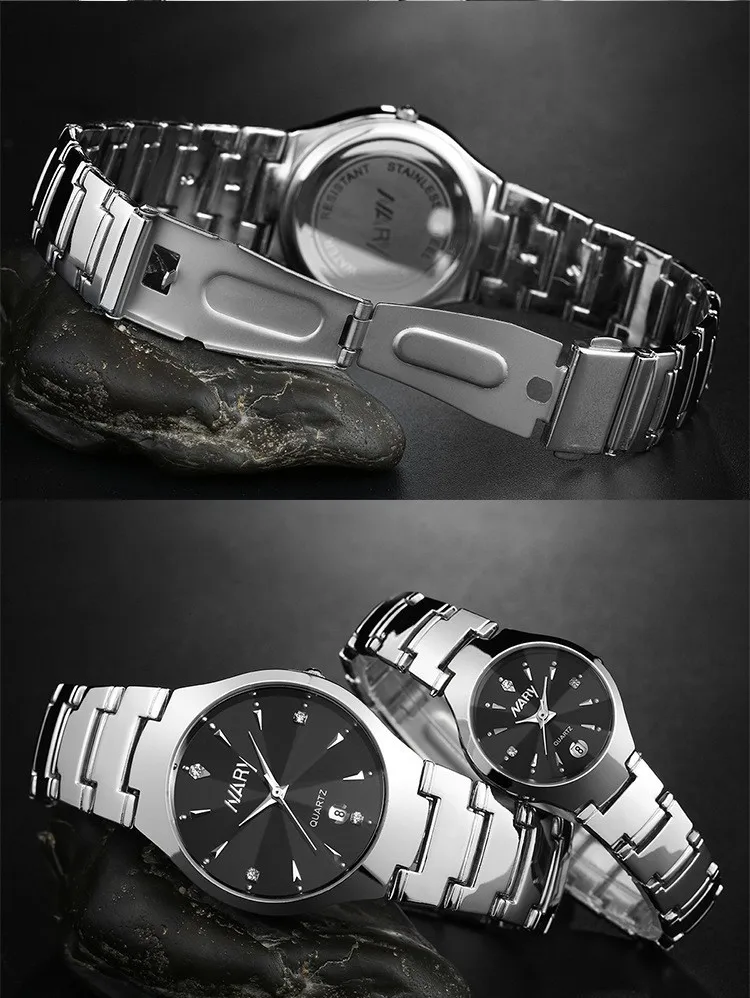 Бизнес влюбленных наручные кварцевые Нержавеющая сталь часы таймер Для женщин Для мужчин Часы Relogio masculino бойфренда