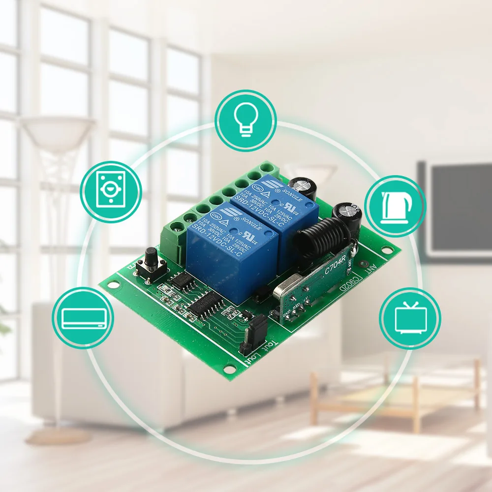 KTNNKG 433Mhz DC 12V 2 банды беспроводной пульт дистанционного управления реле Умный дом