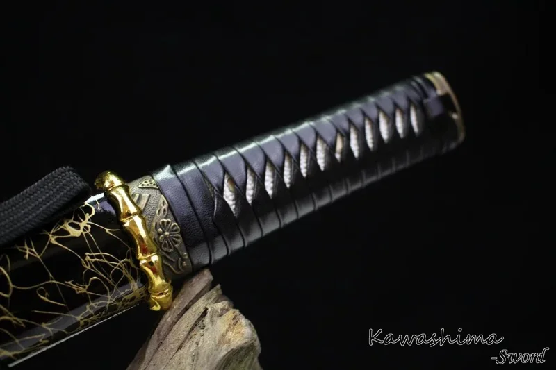 Японский Nihonto Shoto Wakizashi ручной работы 1060 Высокоуглеродистая сталь бамбуковый
