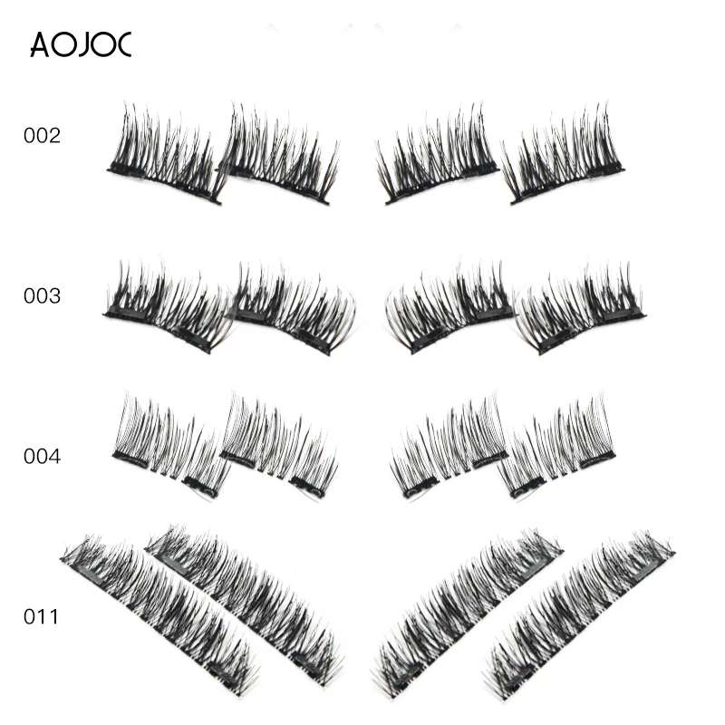 

Magnet False Eyelash Extension 4Pcs/Set Handmade 3D Double Magnetic Eyelashes on magnets Natural No-glue Fake Eye Lashes Brown