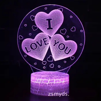 

New Ilove you 3d Lights Creative Seven Color Led Visual 3d Lamp Valentine's Day Gift Usb Led Night Light