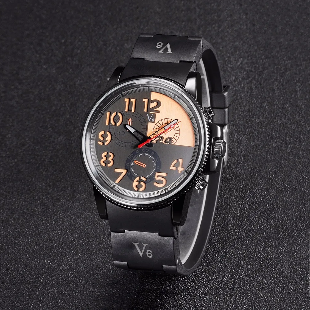 New V6 Brand Men's Watch Sport WristWatches Casual Top Quality Quartz