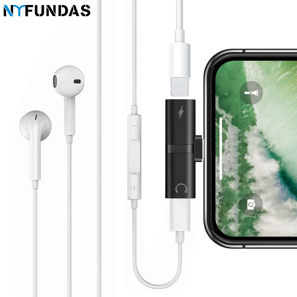 NYFundas 2 в 1 аудио разъем адаптер для Apple iPhone 7 8 6 plus X зарядное устройство