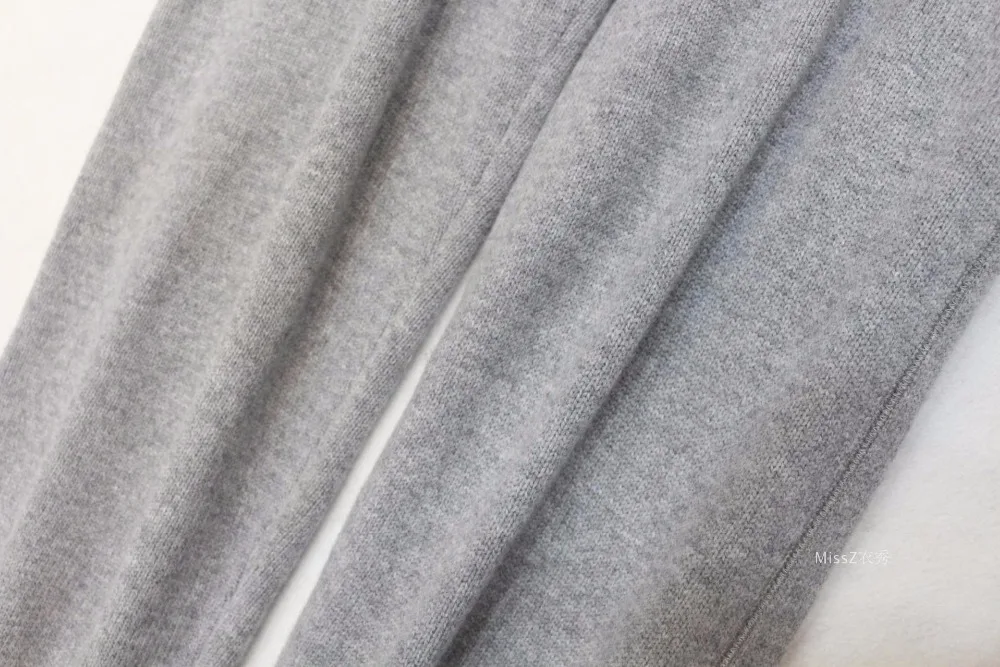 Модный брендовый зимний шерстяной и кашемировый вязаный теплый костюм свитер с капюшоном+ кашемировые брюки из норки комплект из двух предметов для отдыха wj1561