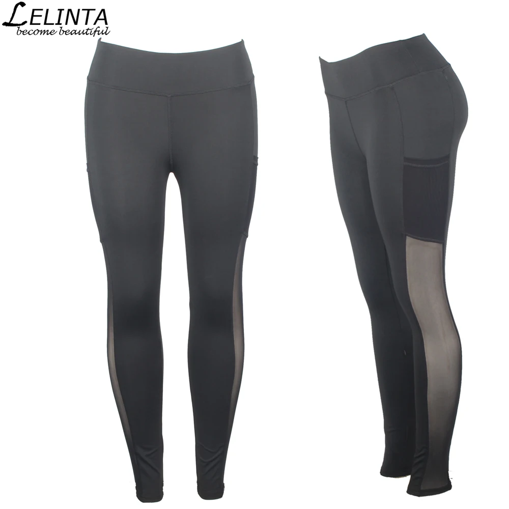 LELINTA High Waist Mesh Yoga Pants Dry Fit Sport Pants Fitness Gym Pants Workout Tight Sport Leggings Yoga Pants Free Shipping
