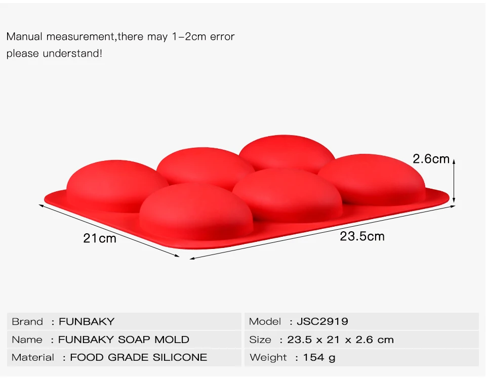 FUNBAKY 6 полости овальной силиконовые формы для мыла 3D куб буф свадебное мыло формы молд ручной работы лоток для изготовления