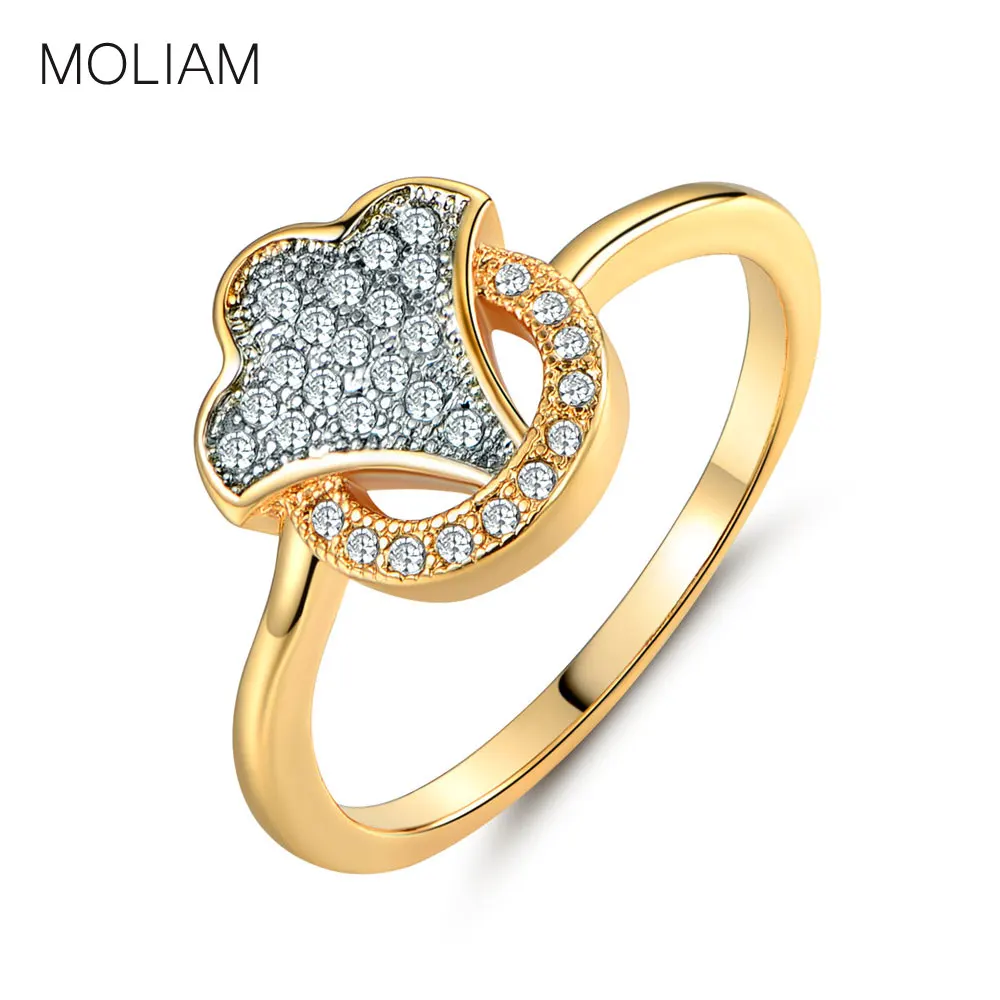 Женское кольцо MOLIAM золотистое с фианитом для помолвки и вечеринки MLR280|finger ring|fashion