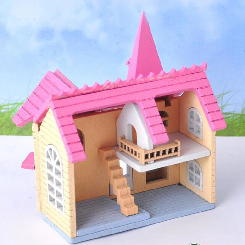 Fairy Tale Cottage 1:12 Scale Dollhouse Miniature DIY Mansion Double Attic Assembly Doll House with Furniture and Accessories