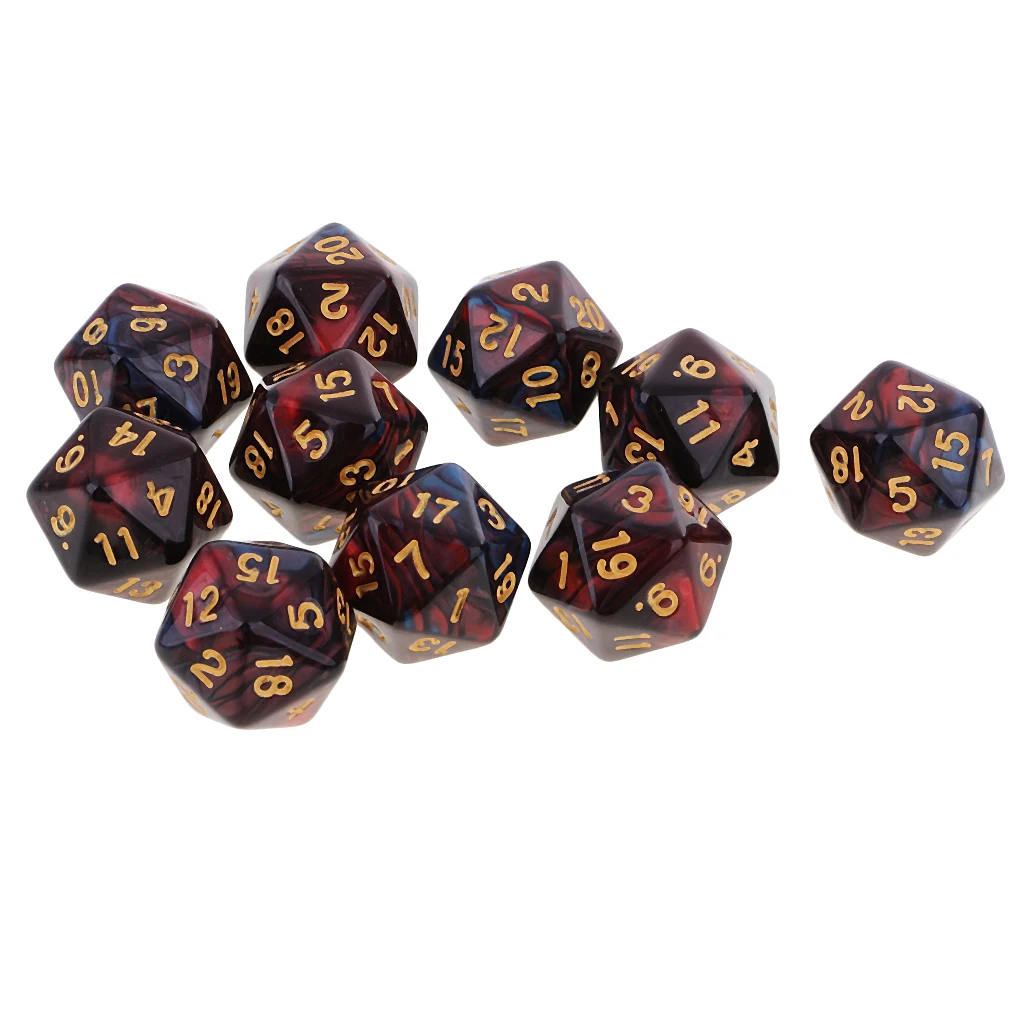 10pcs 20 Sided Dice D20 Polyhedral Dice for Dungeons and Dragons Game Role Playing Game High quality Red Blue