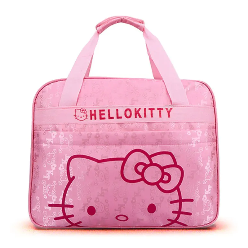 

Women Hello Kitty Tote Bags Pretty Cartoon Student Laptop Bag Large Capacity Pink Nylon Handbag for Girls's Travel Bag