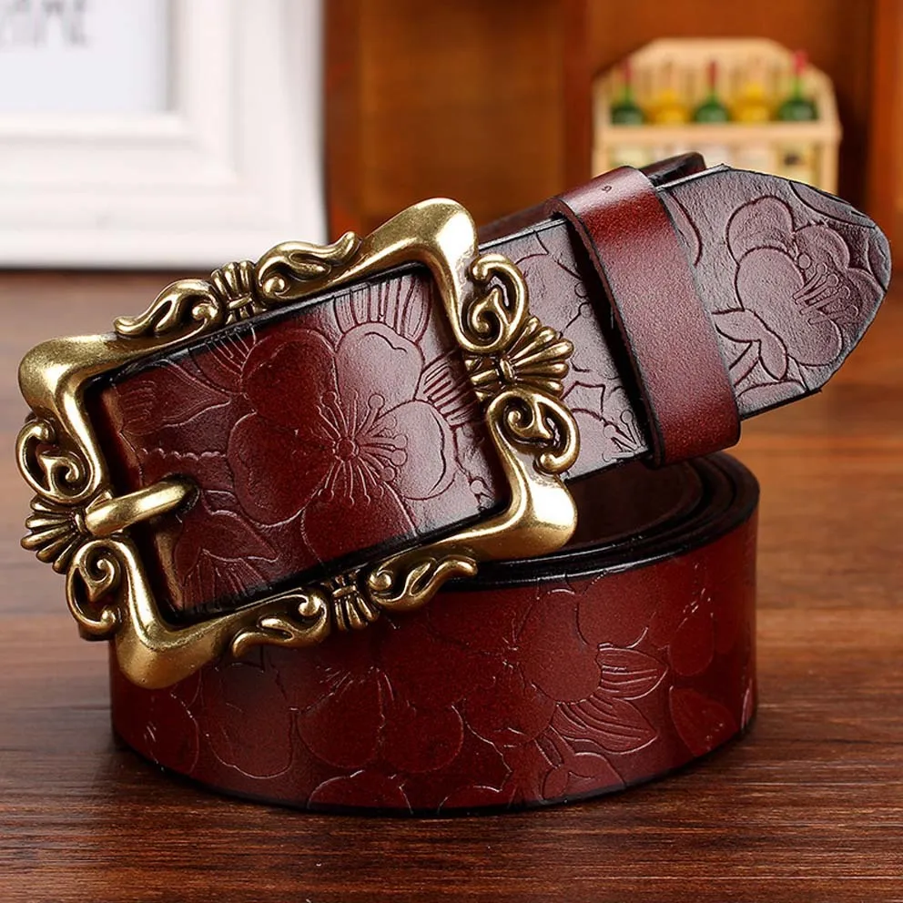 2015 classic quality new cowhide carved all match strap vintage genuine
