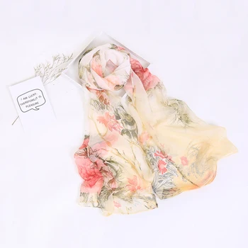 

cBandana Women Luxury Brand Scarf Spring and Summer Wild Small Scarves for Women Sunscreen Branches Peony Silk Scarf Shawl hijab