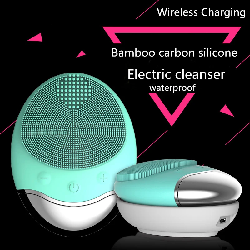 Электрическая Беспроводная Очищающая щетка для лица анион импортный водонепроницаемый бамбуковый уголь силиконовая Чистящая Щетка массажная